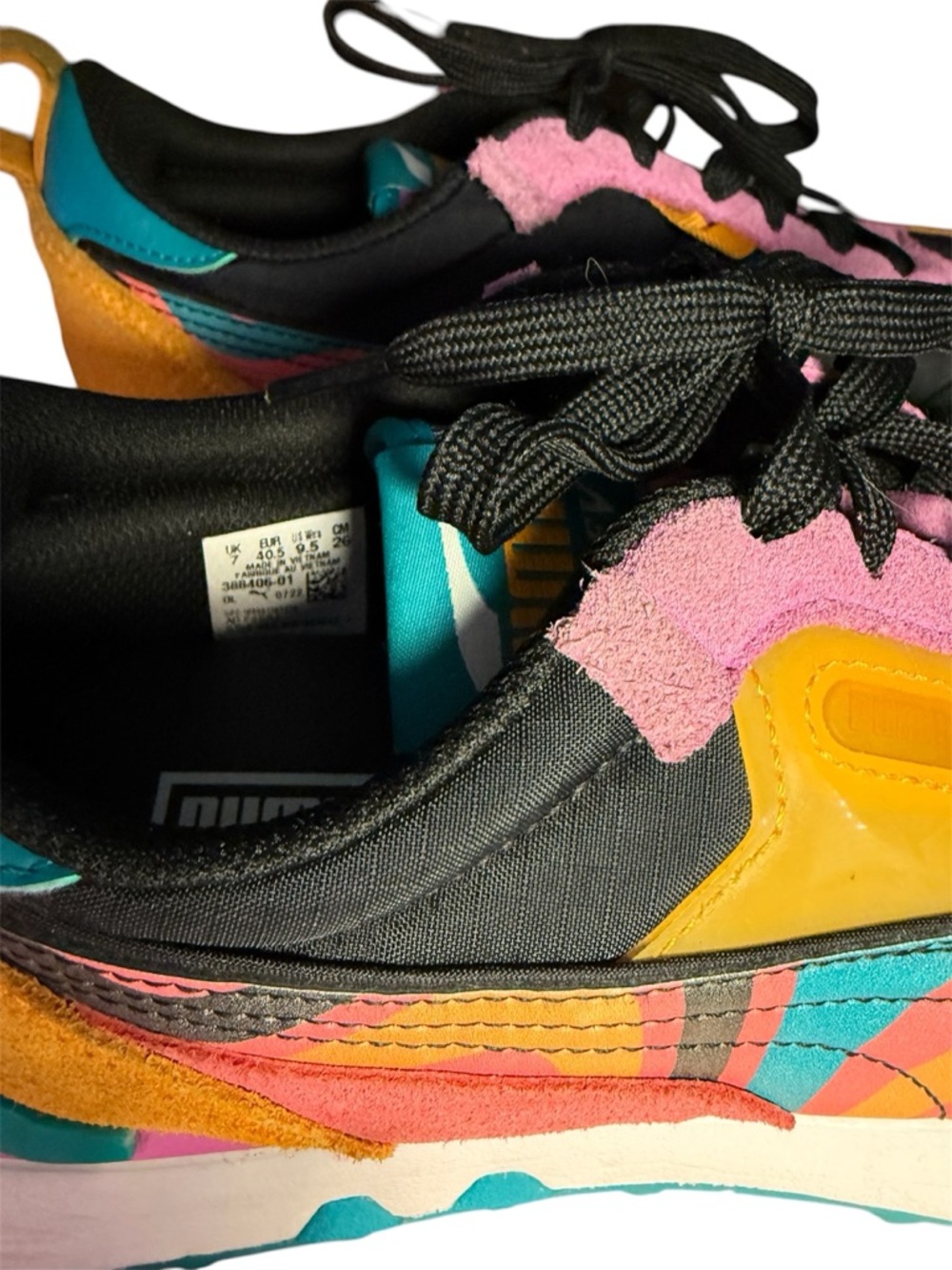 The PUMA Rider FV Lava Sneaker - Black Pink Yellow Turquoise - Picture 7 of 11